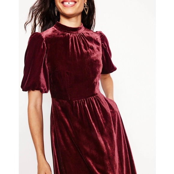 Boden Dresses & Skirts - Boden Velvet Midi Dress in Deep Burgundy